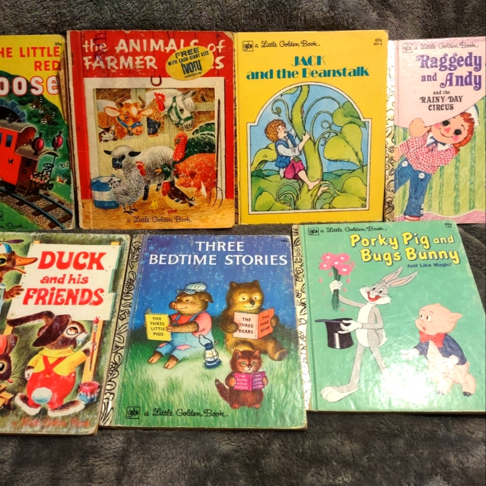 Vintage Little Golden Books Lot of 7 Animals of Farmer Jones Red Caboose